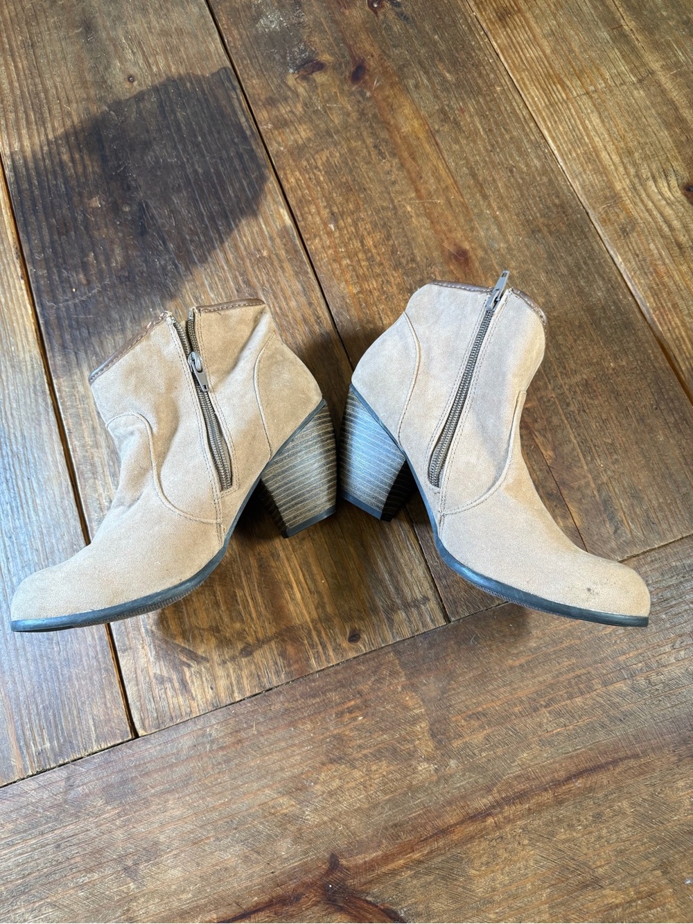 Charlotte Russe Taupe Suede Side-Zip Ankle Booties